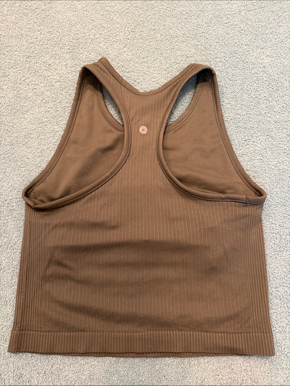 90degrees Ribbed Racerback Cropped Tank Top - Olive Green - Picture 3 of 5